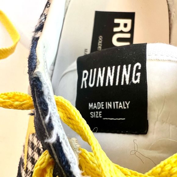 Golden Goose Running Sole Sneakers in Navy/White Check and Yellow Star Sz 38, US - Picture 10 of 12